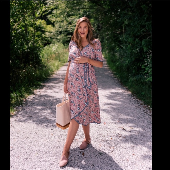 Gal Meets Glam Dresses & Skirts - Gal Meets Glam pink floral cascade wrap dress